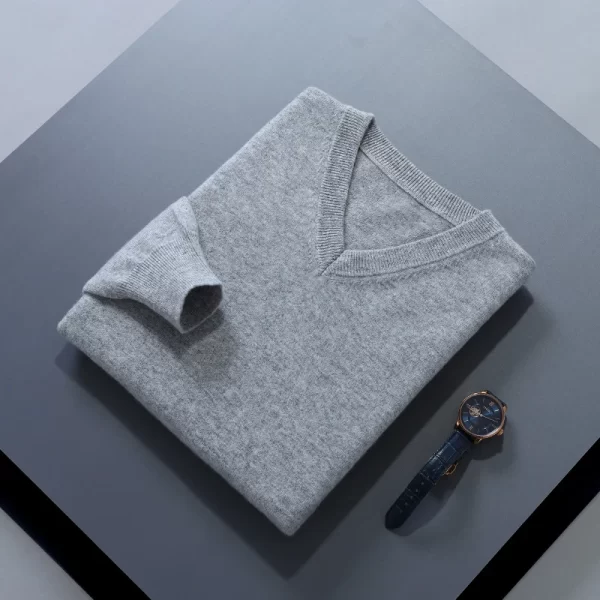 Men Jumpers Hot Sale Vneck Long Sleeve Pullovers Solid Color Standard Clothes Male Woolen Knitting Jumpers - Image 9