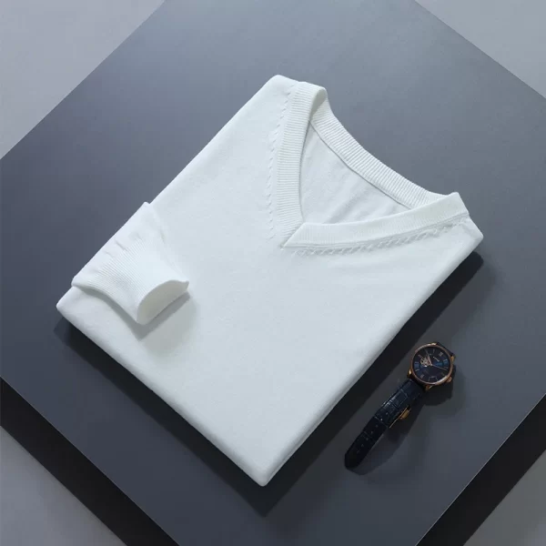Men Jumpers Hot Sale Vneck Long Sleeve Pullovers Solid Color Standard Clothes Male Woolen Knitting Jumpers - Image 17
