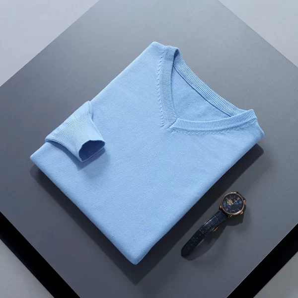Men Jumpers Hot Sale Vneck Long Sleeve Pullovers Solid Color Standard Clothes Male Woolen Knitting Jumpers - Image 18