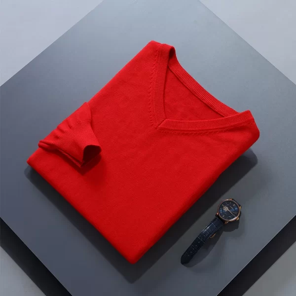 Men Jumpers Hot Sale Vneck Long Sleeve Pullovers Solid Color Standard Clothes Male Woolen Knitting Jumpers - Image 11