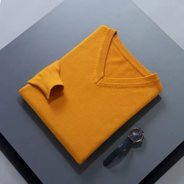 Men Jumpers Hot Sale Vneck Long Sleeve Pullovers Solid Color Standard Clothes Male Woolen Knitting Jumpers - Image 8