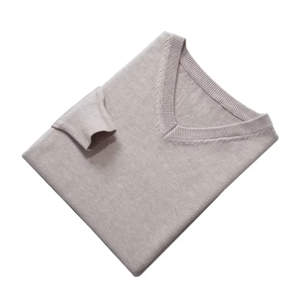 Men Jumpers Hot Sale Vneck Long Sleeve Pullovers Solid Color Standard Clothes Male Woolen Knitting Jumpers - Image 2