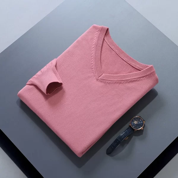 Men Jumpers Hot Sale Vneck Long Sleeve Pullovers Solid Color Standard Clothes Male Woolen Knitting Jumpers - Image 7