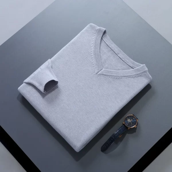 Men Jumpers Hot Sale Vneck Long Sleeve Pullovers Solid Color Standard Clothes Male Woolen Knitting Jumpers - Image 10