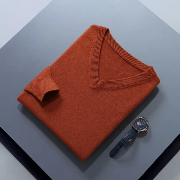 Men Jumpers Hot Sale Vneck Long Sleeve Pullovers Solid Color Standard Clothes Male Woolen Knitting Jumpers - Image 16