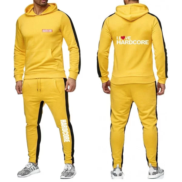 HARDCORE Printed Hoodie Sweatpants Tracksuit Men's Hooded Sweatshirt+Pants Pullover Sportwear Suit Clothes 2 Pieces Sets - Image 9