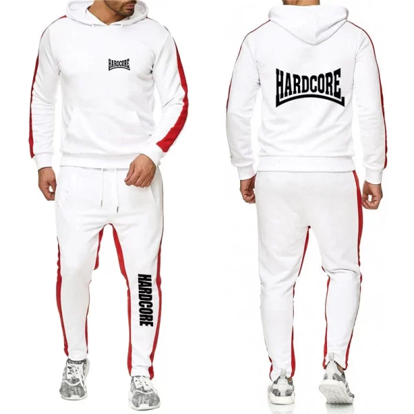 HARDCORE Printed Hoodie Sweatpants Tracksuit Men's Hooded Sweatshirt+Pants Pullover Sportwear Suit Clothes 2 Pieces Sets - Image 3