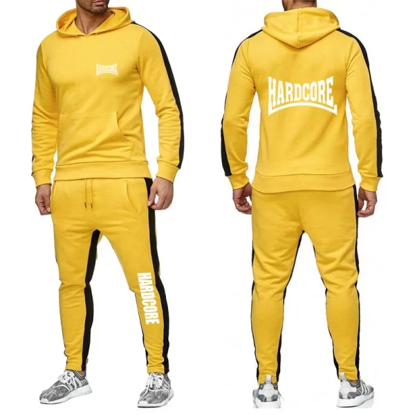 HARDCORE Printed Hoodie Sweatpants Tracksuit Men's Hooded Sweatshirt+Pants Pullover Sportwear Suit Clothes 2 Pieces Sets - Image 4