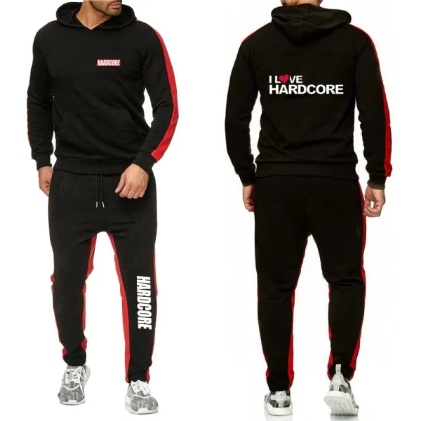 HARDCORE Printed Hoodie Sweatpants Tracksuit Men's Hooded Sweatshirt+Pants Pullover Sportwear Suit Clothes 2 Pieces Sets - Image 6