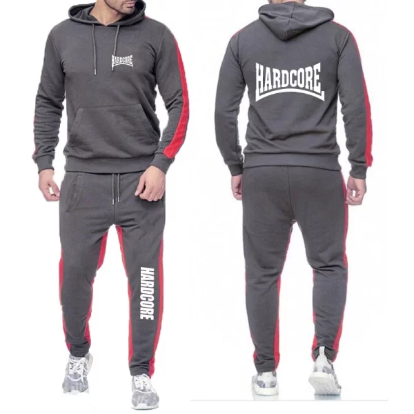HARDCORE Printed Hoodie Sweatpants Tracksuit Men's Hooded Sweatshirt+Pants Pullover Sportwear Suit Clothes 2 Pieces Sets - Image 5